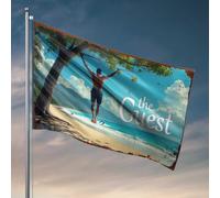 Drapeaux pour dortoirs se détendre sur la plage : drapeau de l'évasion des invités pour les gars cavernes (30 x 45 cm)