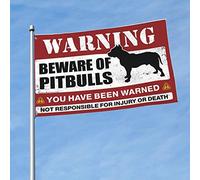 Drapeaux pour fille pour chambre à coucher, inscription « Beware of Pitbulls » pour décoration extérieure et terrasse (120 x 180 cm)