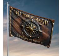 Drapeaux pour fille pour chambre à coucher, livre de sorts ancien couvrant les débuts mystiques, décoration de chambre amusante (30 x 45 cm)