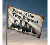 Drapeaux pour fille pour chambre à coucher, petits rapaces, avertissement : un troupeau d'amis à plumes drapeau amusant décoration de chambre lac maison (120 x 180 cm)