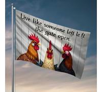 Drapeaux pour garçons avec poules encourageant une vie ouverte Philosophie Drapeau Décoration extérieure à suspendre (60 x 90 cm)