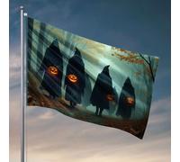 Drapeaux pour garçons Cinq figurines à capuche transportent des lanternes lumineuses dans une forêt brumeuse. Drapeau décoration de chambre pour homme trucs cool pour votre chambre (30 x 45 cm)