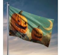 Drapeaux pour garçons citrouilles d'Halloween sur les toits avec un croissant de lune. Drapeau décoration de chambre pour hommes trucs cool pour votre chambre (152 x 244 cm)