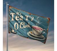 Drapeaux pour garçons - Panneau vintage avec tasse à vapeur et drapeau marguerite - Jolis drapeaux pour chambre d'adolescentes et filles - Décorations de bière - Fo (120 x 180 cm)