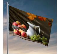 Drapeaux pour garçons Une nature morte avec des pêches, des raisins et un pichet. Drapeau pour garçons Décorations de chambre à coucher Décorations de porte pour lit (120 x 180 cm)