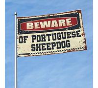 Drapeaux pour gars, attention aux chiens de berger portugais, rétro, décoration de chambre, bar (152 x 244 cm)