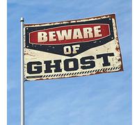 Drapeaux pour gars « Beware of Ghost » - Drapeau rétro - Décoration de chambre - Bar (120 x 180 cm)