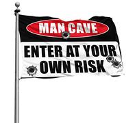 Drapeaux pour gars « Enter At Your Own Risk » - Décoration de chambre rétro - 30 x 45 cm