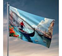 Drapeaux pour gars Gondolier sur le Grand Canal, drapeau de Venise, décorations d'extérieur pour terrasse, chambre à coucher (60 x 90 cm)