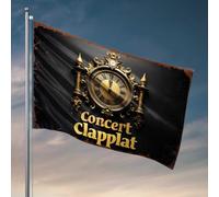 Drapeaux pour gars Horloge dorée : élégance intemporelle pour concerts Drapeau Décoration extérieure à suspendre (120 x 180 cm)