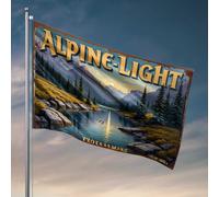 Drapeaux pour gars lumière alpine : un paysage de montagne serein au coucher du soleil drapeau ado trucs arrière-cour bar décoration (60 x 90 cm)