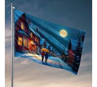 Drapeaux pour gars romantiques d'hiver pour promenade nocturne, décorations d'extérieur pour terrasse, chambre à coucher (120 x 180 cm)