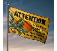 Drapeaux pour gars rustiques avec des oranges : « Attention ! These Throw A Rotte Flag Outdoor Bar Accessories Decor Playroom Decor (120 x 180 cm)