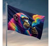 Drapeaux pour gars singe arc-en-ciel fumant dans l'espace Décorations extérieures pour terrasse, chambre à coucher (30 x 45 cm)