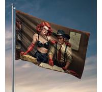 Drapeaux pour gars Western Mystery: A Daring Duo Unveils Secrets Drapeau Extérieur Bar Accessoires Décor Salle de Jeux (60 x 90 cm)