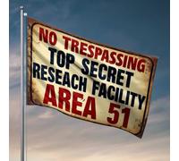 Drapeaux pour gars zone restreinte : installation de recherche Top Secret - Drapeau de décoration de bière pour chambre d'adolescente (152 x 244 cm)