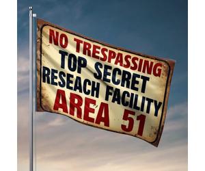 Drapeaux pour gars zone restreinte : installation de recherche Top Secret - Drapeau de décoration de bière pour chambre d'adolescente (152 x 244 cm)