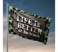 Drapeaux pour Guys Life Is Better At The Track : un panneau rustique avec drapeau naturel pour bar, décoration de salle de jeux (60 x 90 cm)