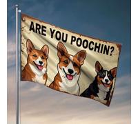 Drapeaux pour homme « Are You Poochin'? » avec trois chiens souriants. Drapeau musical décoratif (152 x 244 cm)