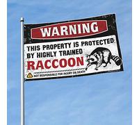 Drapeaux pour homme avec avertissement « This Property Is Protected By A Highly Trained Raccoon Flag Man Cabe Decor Winter House Flag » (60 x 90 cm)