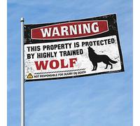 Drapeaux pour homme avec avertissement « This Property Is Protected By A Highly Trained Wolf Flag Man Cabe Decor Winter House Flag » (30 x 45 cm)