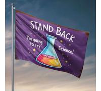 Drapeaux pour homme avec inscription « Stand Back Back », « I'M Going To Try Science » Décoration musicale (120 x 180 cm)