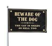 Drapeaux pour homme « Beware of Dog The Cat Is Shady As Hell Too » - Accessoires de salle de jeux et de chambre à coucher (152 x 244 cm)