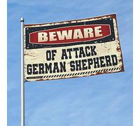Drapeaux pour homme Cave Beware Of Attack Drapeau de berger allemand Hiver Maison Drapeau Accessoires de bureau pour homme (152 x 244 cm)