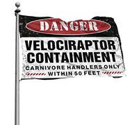 Drapeaux pour homme Cave Danger Velociraptor Confinement Drapeau Man Cabe Décor Hiver Maison Drapeau (60 x 90 cm)