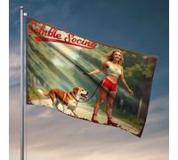 Drapeaux pour homme Cave Soft Ice Skating With My Dog Flag Cave Man Bar Tiki Bar pour extérieur terrasse (60 x 90 cm)