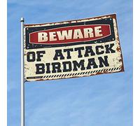 Drapeaux pour homme caverne Beware Of Attack Birdman Drapeau hiver maison drapeau accessoires de bureau pour homme (120 x 180 cm)