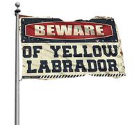 Drapeaux pour homme caverne méfiez-vous du labrador jaune drapeau homme cabe décor hiver maison drapeau (30 x 45 cm)