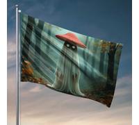 Drapeaux pour homme, champignon fantomatique dans la forêt brumeuse, drapeau d'automne, décoration de terrasse, extérieur (60 x 90 cm)