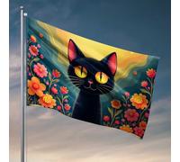Drapeaux pour homme, chat noir dans un drapeau de jardin coloré, drapeau d'automne, décoration de terrasse, extérieur (152 x 244 cm)