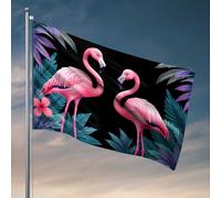 Drapeaux pour homme - Flamants roses exotiques dans le paradis tropical - Drapeau d'automne - Décoration de terrasse - 120 x 180 cm