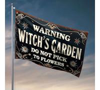 Drapeaux pour homme grotte Avertissement : Witch's Garden Do Not Pick Flowers Flag Teens Stuff Flags For Bedroom Funny (60 x 90 cm)