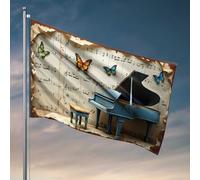 Drapeaux pour homme, musique grotte, nature et élégance : une symphonie de papillons et de piano drapeaux de chambre pour filles (30 x 45 cm)