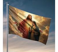 Drapeaux pour hommes Jésus et Marie dans la gloire céleste drapeaux pour chambre de dortoir drapeaux pour hommes (60 x 90 cm)