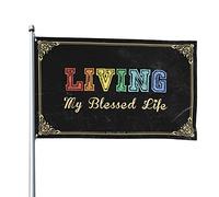 Drapeaux pour hommes « Living My Blessed Life » - Décoration de cour - Drapeau pour chambre de gars (30 x 45 cm)