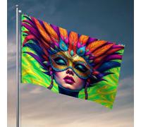 Drapeaux pour hommes Masque à plumes colorées : un drapeau d'œuvre d'art vibrant pour chambre de dortoir drapeaux pour hommes (30 x 45 cm)