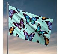 Drapeaux pour hommes - Motif papillon coloré - Drapeau de fond - Drapeau d'automne - Décorations de terrasse - 152 x 244 cm