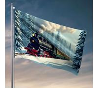 Drapeaux pour les garçons Train à vapeur qui traversent la forêt enneigée. Drapeaux pour la grotte de l'homme pour votre chambre (30 x 45 cm)