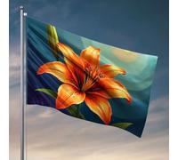 Drapeaux pour les garçons Un lys orange vif fleurit brillamment. Drapeau homme grotte Drapeaux pour votre chambre (60 x 90 cm)