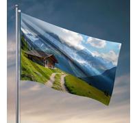 Drapeaux pour les garçons, une cabane confortable nichée dans les montagnes. Drapeau décoration de chambre pour hommes trucs cool pour votre chambre (152 x 244 cm)