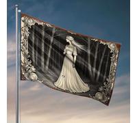 Drapeaux pour les garçons Une femme en robe blanche marche à travers une forêt sombre. Drapeau homme grotte drapeaux trucs pour votre chambre (30 x 45 cm)