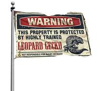 Drapeaux pour les gars avertissant que cette propriété est protégée par un drapeau gecko léopard hautement qualifié pour décoration de porche pour les hommes (152 x 244 cm)