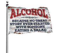 Drapeaux pour Man Cave Because No Great Story Ever Started With Someone Eating A Salad Flag Man Cabe Decor Winter House Flag (120 x 180 cm)