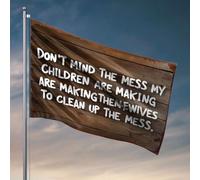 Drapeaux pour votre chambre avec inscription « Don't Mind The Mess My Children Are Make ». Drapeau décoratif pour chambre de garçon et fille (60 x 90 cm)