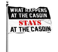 Drapeaux pour votre chambre avec inscription « What Happens At The Casdin Stays At The Casdin » - Décoration de bar pour la maison (120 x 180 cm)