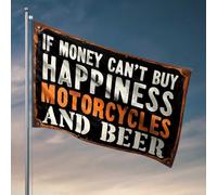 Drapeaux pour votre chambre L'argent ne peut pas acheter le bonheur ? Motos et bière Do! Drapeau de décoration d'intérieur pour hommes Drapeaux cool pour les hommes (120 x 180 cm)